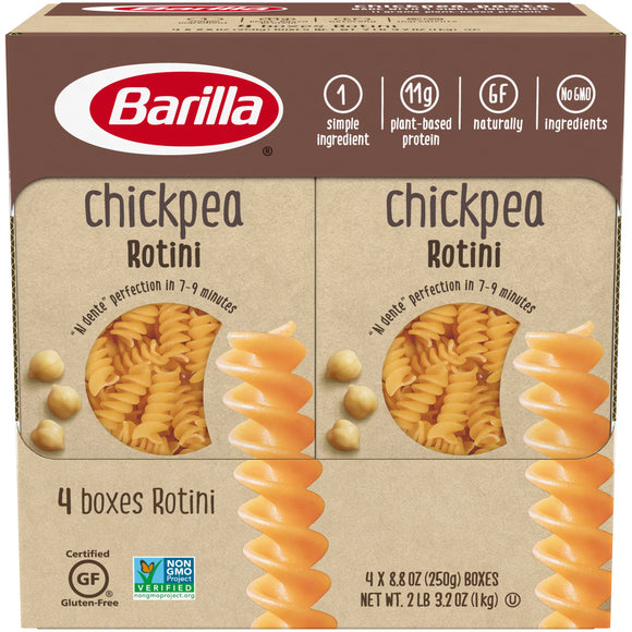 Barilla Legume Pasta Chickpea Rotini, 8.8 oz (Pack of 4) Gluten Free, High Protein, & All Natural Ingredients