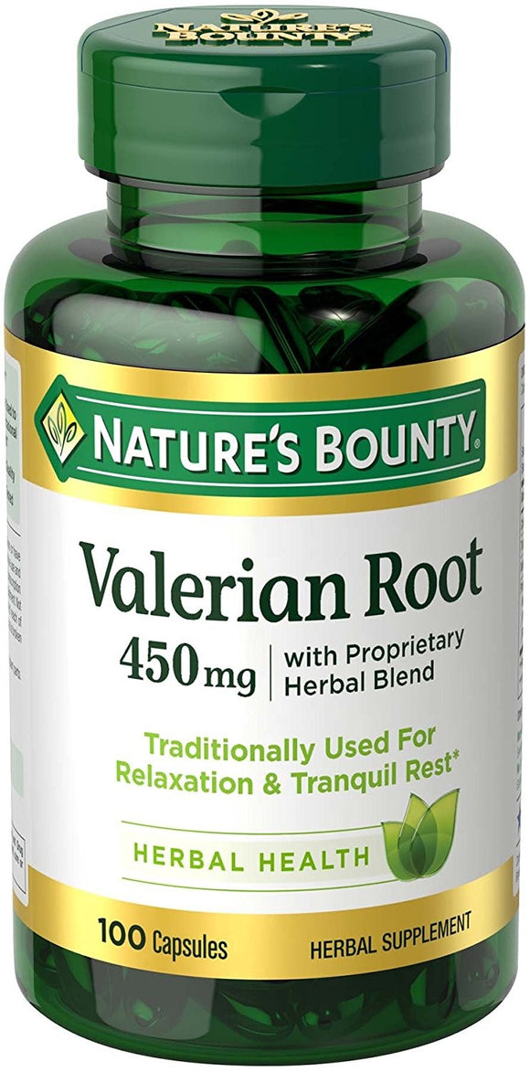 Nature's Bounty Valerian Root Herbal Supplement Capsules, 450mg, 100 count