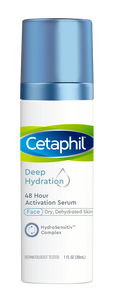 Cetaphil Deep Hydration 48 Hour Activation Serum, 48 Hour Dry Skin Face Moisturizer for Sensitive Skin, With Hyaluronic Acid, Vitamin E & Vitamin B5, Dermatologist Recommended, 1 fl oz