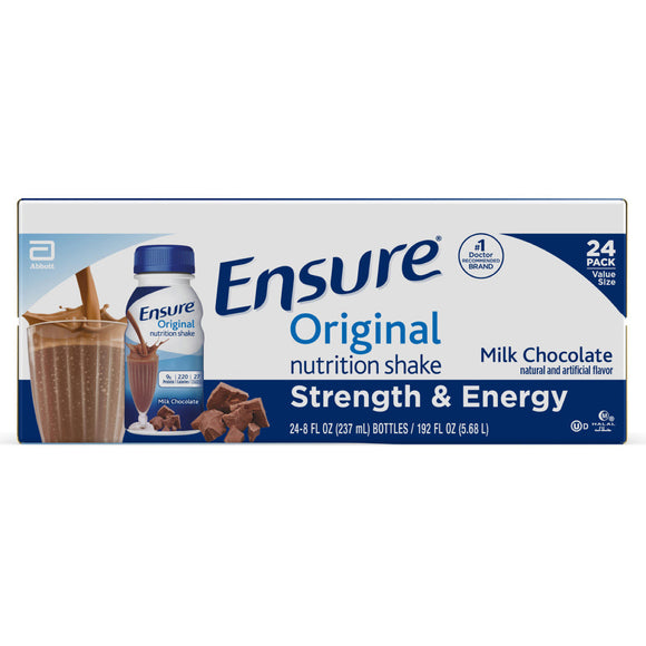 Ensure Original Nutrition Milk Chocolate Meal Replacement Shakes with 9g of Protein (8 fl. oz., 24 ct.)