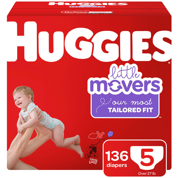 Huggies Little Movers Diapers, Size 5 -136 ct. (Over 27 lbs.)