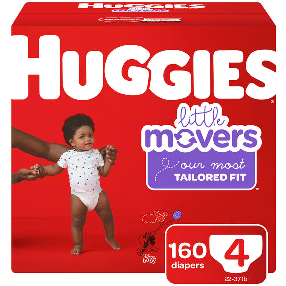 Huggies Little Movers Diapers, Size 4 -160 ct. (22-37 lb.)