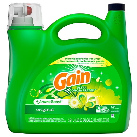 Gain + AromaBoost Ultra Concentrated Liquid Laundry Detergent, Original (146 loads, 200 oz.)