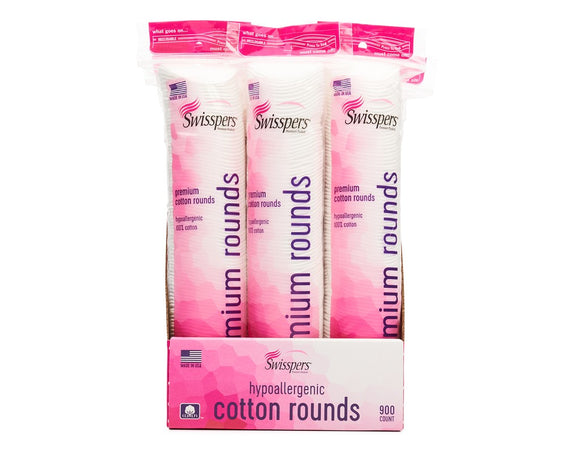Swisspers Premium Cotton Rounds, Hypoallergenic .900ct